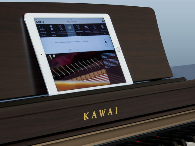 Piano digital Kawai conectado ao tablet Piano Kawai possibilita conexões entre equipamentos