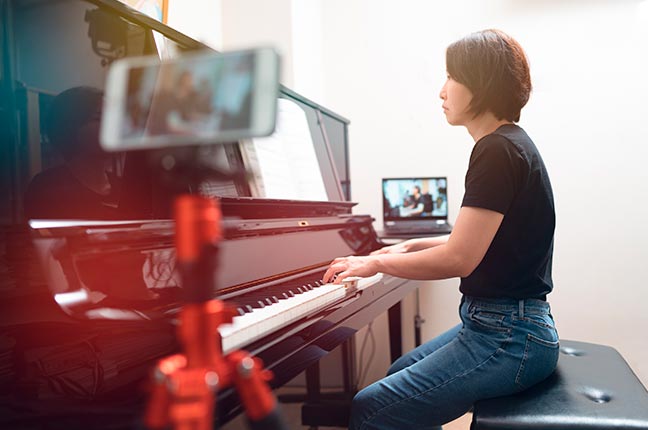 gravar aula online de piano
