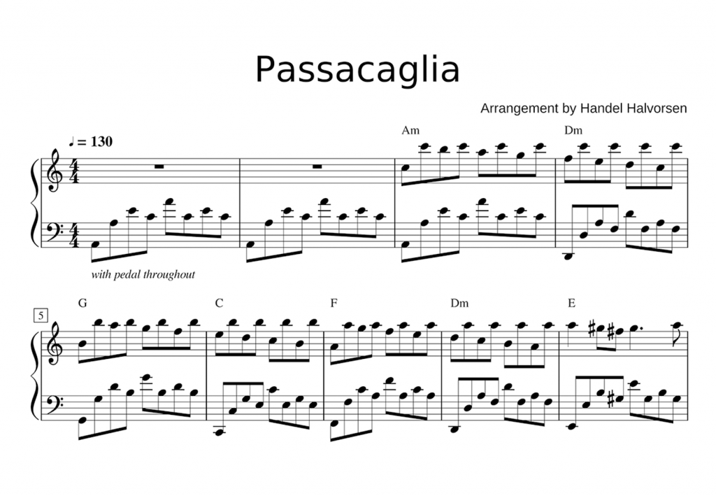 Partitura de Passacaglia